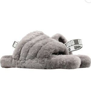 UGG Fluff Yeah Charcoal Slide Sandals